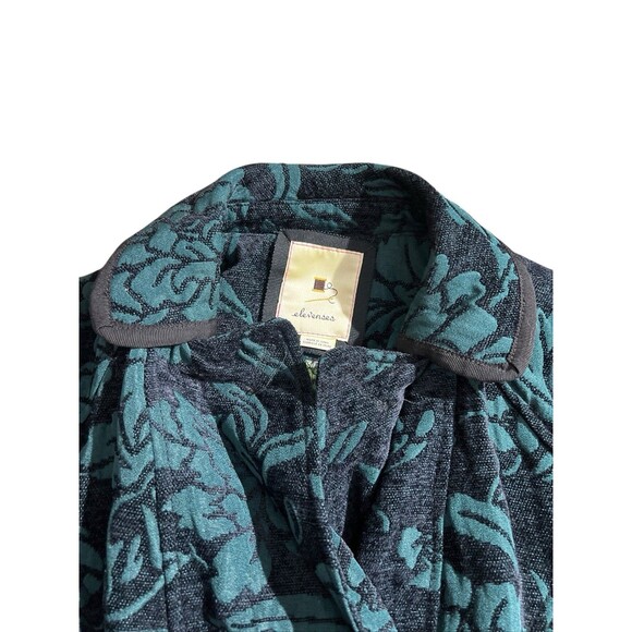 Elevenses Teal Emerald Isle Brocade Ruffled Victorian Puff Sleeve Coat Sz 2 - Picture 16 of 16